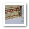 Fotografia de embalagem com "Empty Gelatin Capsules" da Parke, Davis & Co.