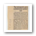 Recorte de jornal com artigo intitulado “Um tratamento para a Tuberculose Pulmonar”