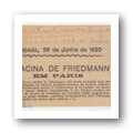 Recorte de jornal com artigo intitulado “A Vacina de Friedmann” em Paris
