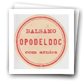 Etiqueta de Bálsamo Opodeldoc, com Arnica